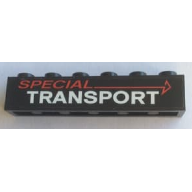 black brick 1 x 6 with special transport pattern sticker - set 60183