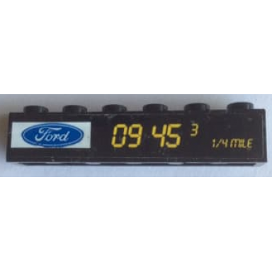 black brick 1 x 6 with ford logo and 09 45 3 1 4 mile pattern sticker - set 75884