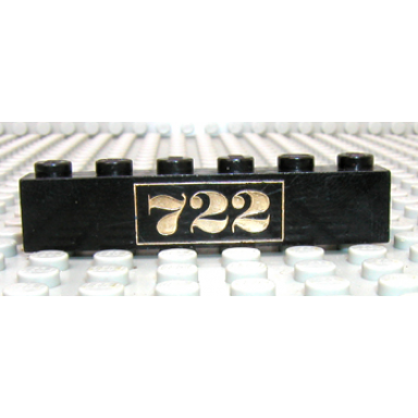 black brick 1 x 6 with gold 722 pattern