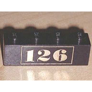 black brick 1 x 4 with gold 126 pattern