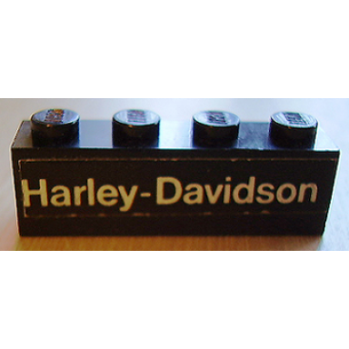 black brick 1 x 4 with harley-davidson pattern sticker - set 394