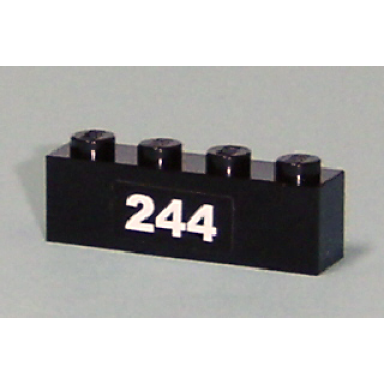 black brick 1 x 4 with white 244 pattern sticker - set 7641