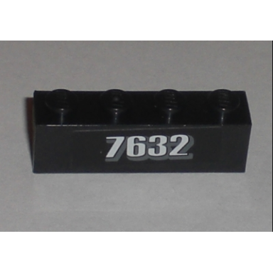 black brick 1 x 4 with white 7632 pattern sticker - set 7632