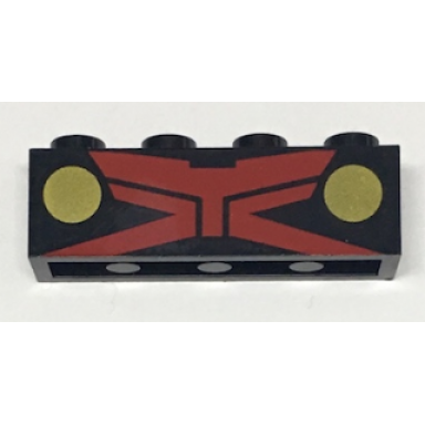 black brick 1 x 4 with red armor panels and gold circles pattern brickheadz martian manhunter chest