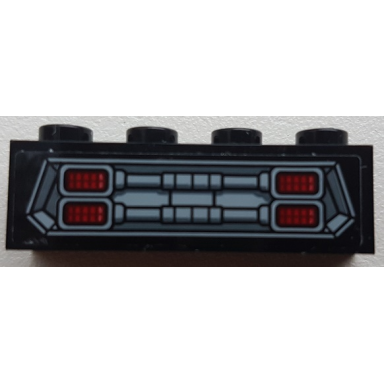 black brick 1 x 4 with grille and red headlights pattern sticker - set 76086