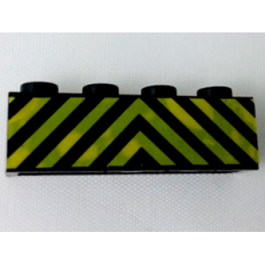 brick 1 x 4 with black and yellow danger stripes pattern sticker - sets 7720 7760