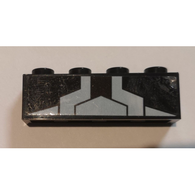 black brick 1 x 4 with white triangle and stripes pattern sticker - set 76103
