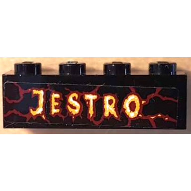 black brick 1 x 4 with jestro and dark red lava cracks pattern sticker - set 70323