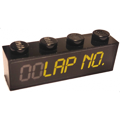 black brick 1 x 4 with yellow lap no on lap counter pattern sticker - set 75888