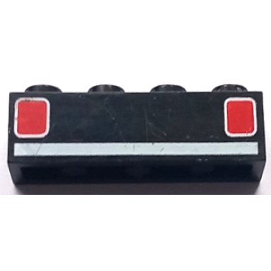black brick 1 x 4 with red car taillights and white stripe pattern