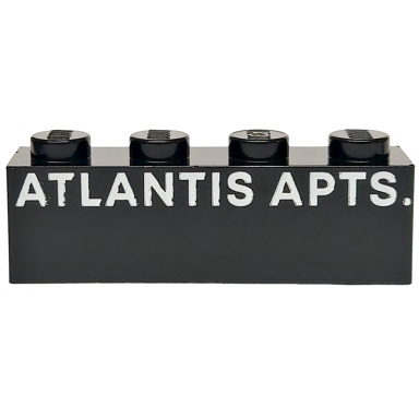 black brick 1 x 4 with white atlantis apts pattern