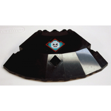 black panel 10 x 10 x 2 1 3 quarter saucer top with ogel skull pattern sticker - set 4795