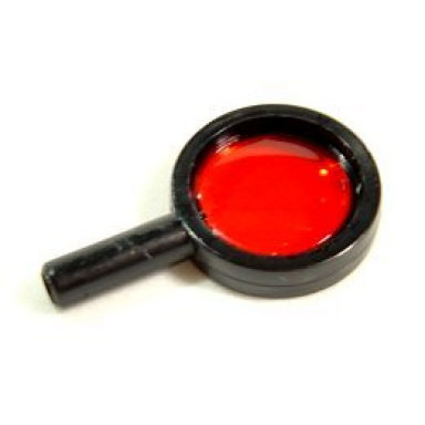 black minifigure utensil magnifying glass with trans-red lens alpha team