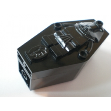 black container coffin with mummy relief plain lid sarcophagus