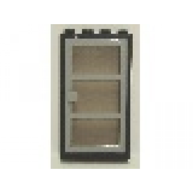 black door frame 1 x 4 x 6 with 4 holes on top and bottom with light gray door with 3 panes and square handle with fixed trans-brown glass 30179 x39c02