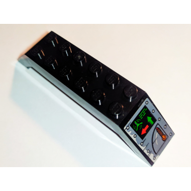 black slope 45 10 x 2 x 2 double with green and red arrows and lever pattern on both sides stickers - set 70605