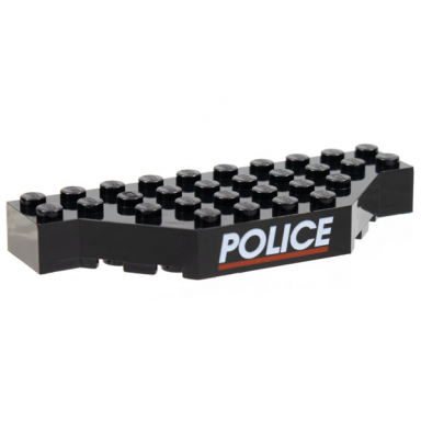 brick modified 4 x 10 with cut corners with white police and red line pattern