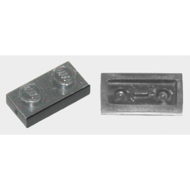 black plate 1 x 2 with flat bottom pin
