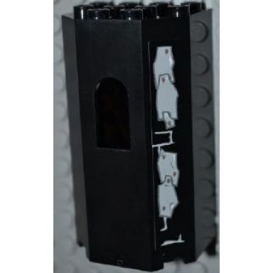 black panel 3 x 4 x 6 with window with 4 metal plates wall repairs pattern on left side sticker - set 2505