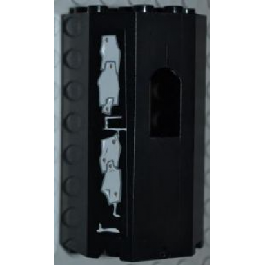 black panel 3 x 4 x 6 with window with 4 metal plates wall repairs pattern on right side sticker - set 2505
