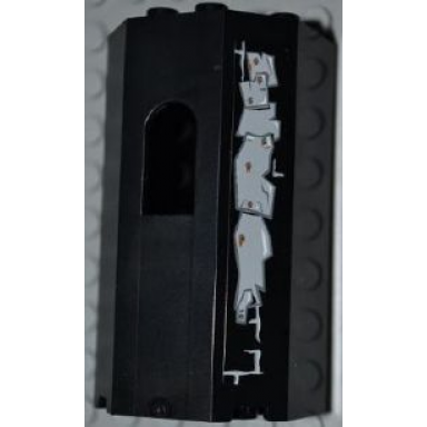 black panel 3 x 4 x 6 with window with 5 metal plates wall repairs pattern on left side sticker - set 2505
