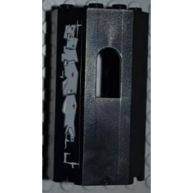 black panel 3 x 4 x 6 with window with 5 metal plates wall repairs pattern on right side sticker - set 2505