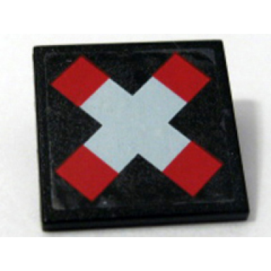 black road sign 2 x 2 square with clip with crossed bars train crossing pattern sticker - set 10128