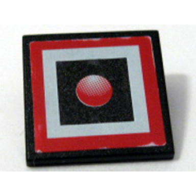 black road sign 2 x 2 square with clip with red light in square pattern sticker - set 10128