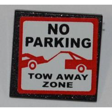 black road sign 2 x 2 square with clip with no parking and tow away zone pattern sticker - set 8198
