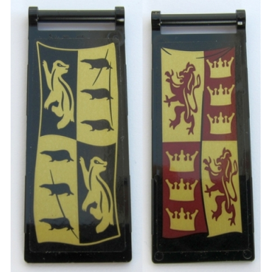 black flag 7 x 3 with bar handle with hp hufflepuff banner gryffindor banner pattern stickers - set 75954
