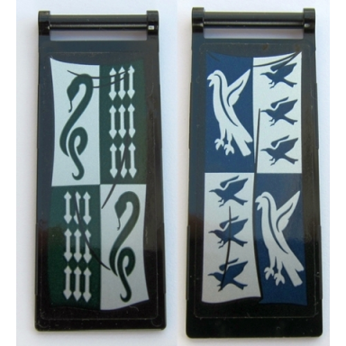 black flag 7 x 3 with bar handle with hp slytherin banner ravenclaw banner pattern stickers - set 75954