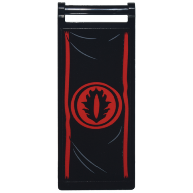 black flag 7 x 3 with bar handle with banner with red stripes and eye of sauron in circle pattern sticker - set 10333
