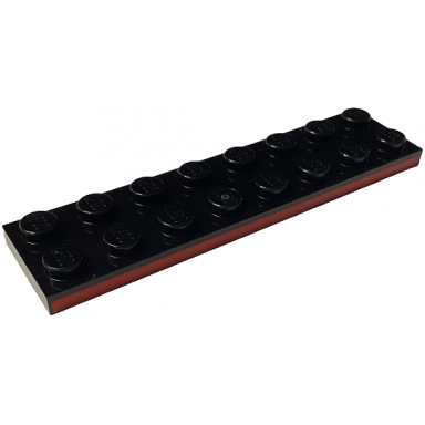 black plate 2 x 8 with red stripe pattern