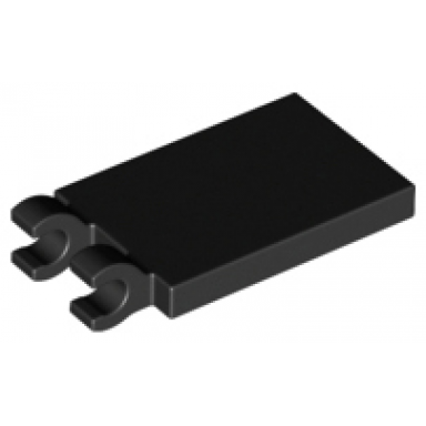 black tile modified 2 x 3 with 2 open o clips
