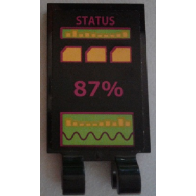 black tile modified 2 x 3 with 2 clips with status monitors and 87% pattern sticker - set 79117