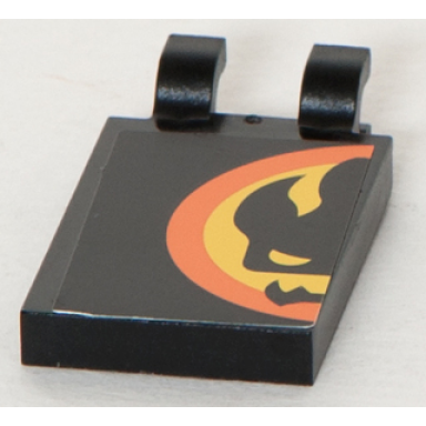 black tile modified 2 x 3 with 2 u clips with agents dr inferno logo pattern right half sticker - set 8630