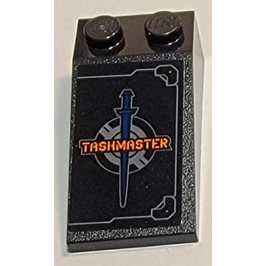 black slope 18 4 x 2 with hatch and taskmaster logo with sword pattern sticker - set 77905