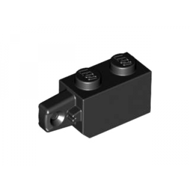 black hinge brick 1 x 2 locking with 1 finger vertical end