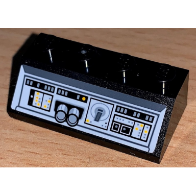 black slope 45 2 x 4 with sw millennium falcon control panel bright light orange and gray buttons pattern sticker - set 75212