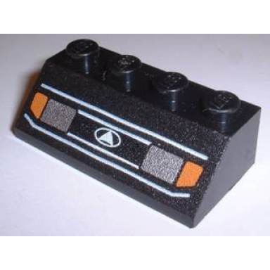 black slope 45 2 x 4 with silver car headlights orange signal lights grille with white triangle in oval logo pattern