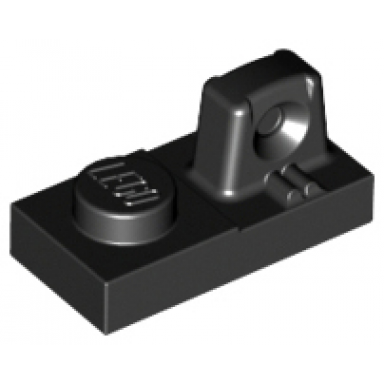 black hinge plate 1 x 2 locking with 1 finger on top