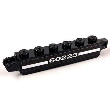 black hinge brick 1 x 6 locking with white stripe and 60223 pattern on both sides stickers - set 60223