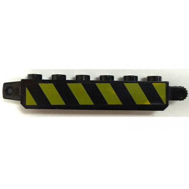 black hinge brick 1 x 6 locking with black and yellow danger stripes pattern model left side sticker - set 7713