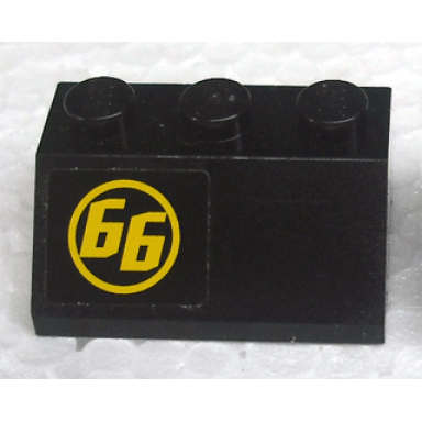 black slope 45 2 x 3 with yellow 66 in yellow circle pattern left sticker - set 8161