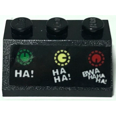 black slope 45 2 x 3 with green bright light yellow and red dials and ha! ha ha! and bwa haha ha! pattern sticker - set 70922