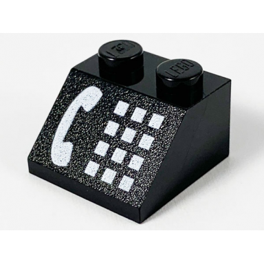 black slope 45 2 x 2 with white phone receiver and buttons pattern