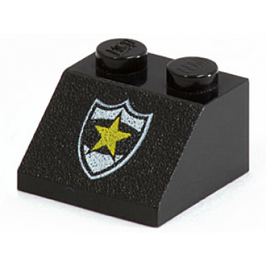 black slope 45 2 x 2 with police yellow star badge pattern