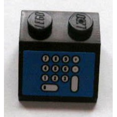 slope 45 2 x 2 with cash register white number pad on blue background pattern sticker - sets 3825 3833