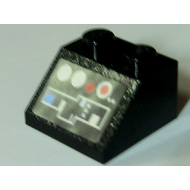 black slope 45 2 x 2 with red and gray and blue buttons and controls pattern sticker - set 10188