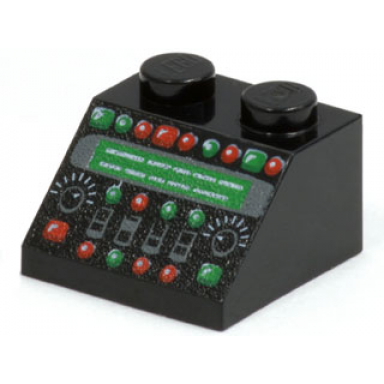 black slope 45 2 x 2 with control panel with red and green lamps pattern